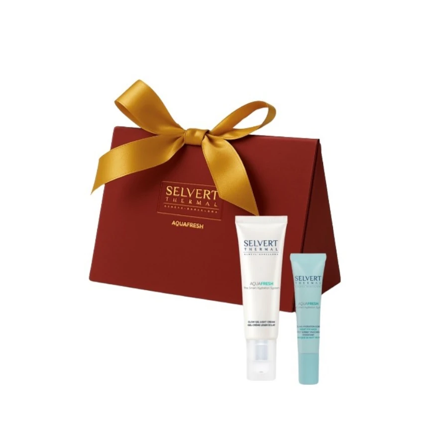 SELVERT THERMAL Dovanų rinkinys iš naktinės akių kaukės ir drėkinamojo veido kremo AQUAFRESH