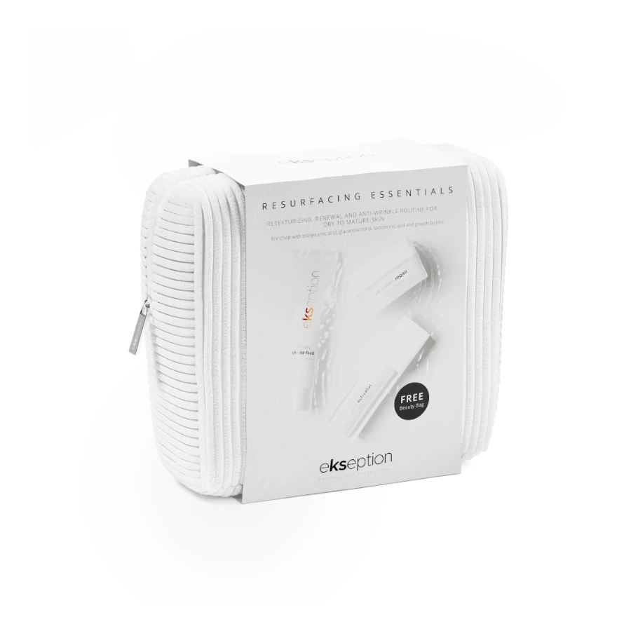 EKSEPTION Odos atnaujinimo rinkinys RESURFACING ESSENTIALS PACK, 3 prod.+ kosmetinė
