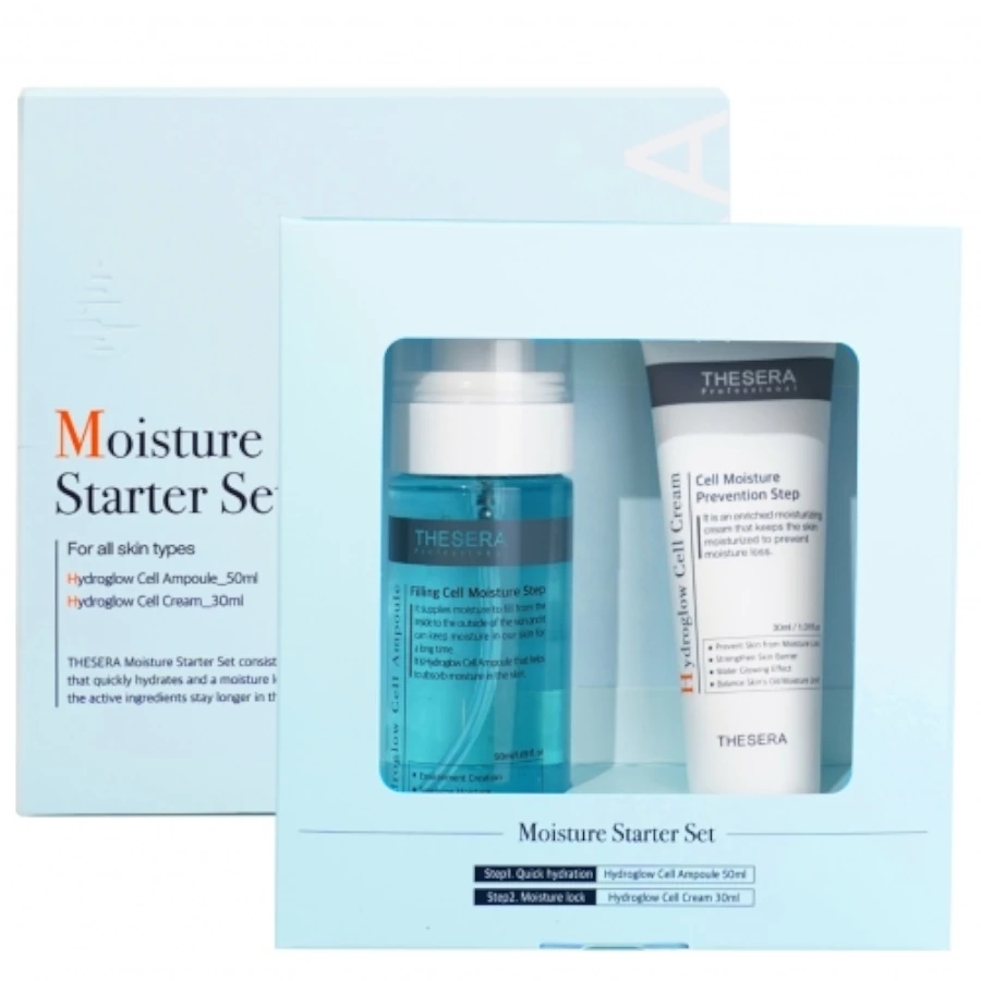THESERA Moisture Starter Hydroglow Cell rinkinys iš serumo ir veido kremo, 2 prod.