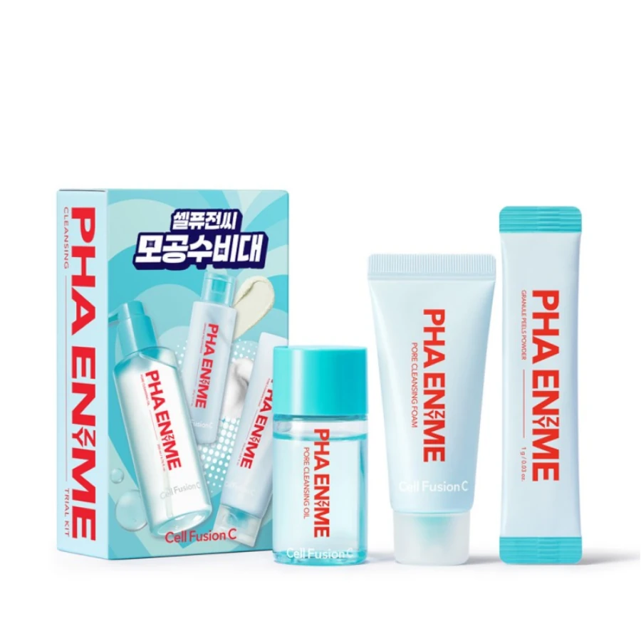 CELL FUSION C Kelioninis trijų etapų odos valymo rinkinys „PHA Enzyme Cleansing Travel Kit", 3 prod.